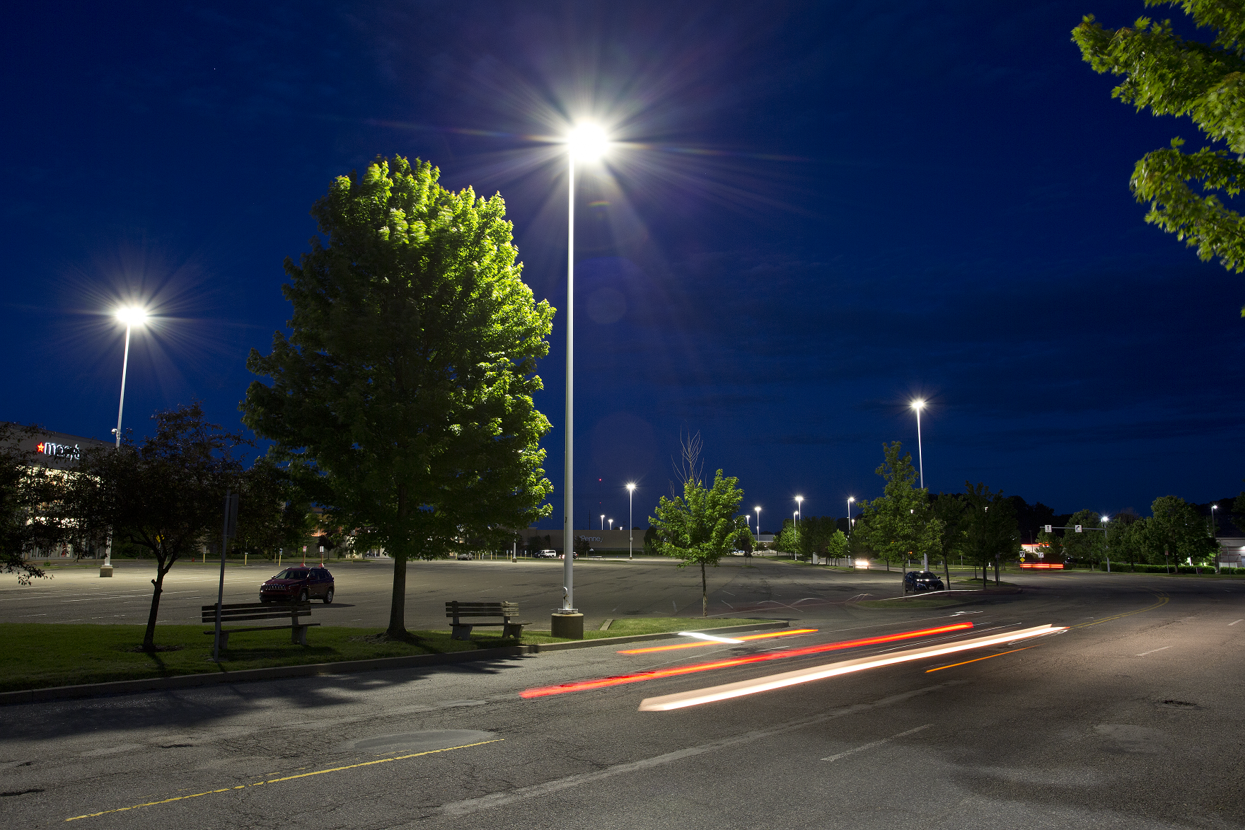 Parking lot store pole lights